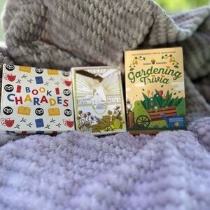 Book Charades and Gardening Trivia, & Unique Card Game.  Set of 3 games